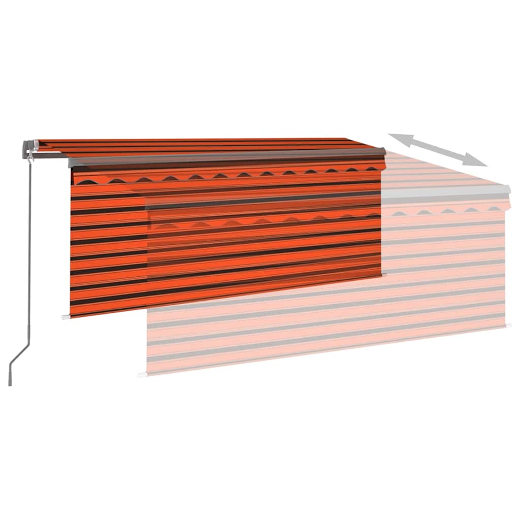 Markise Manuell Einziehbar mit Rollo 3,5x2,5 m Orange & Braun