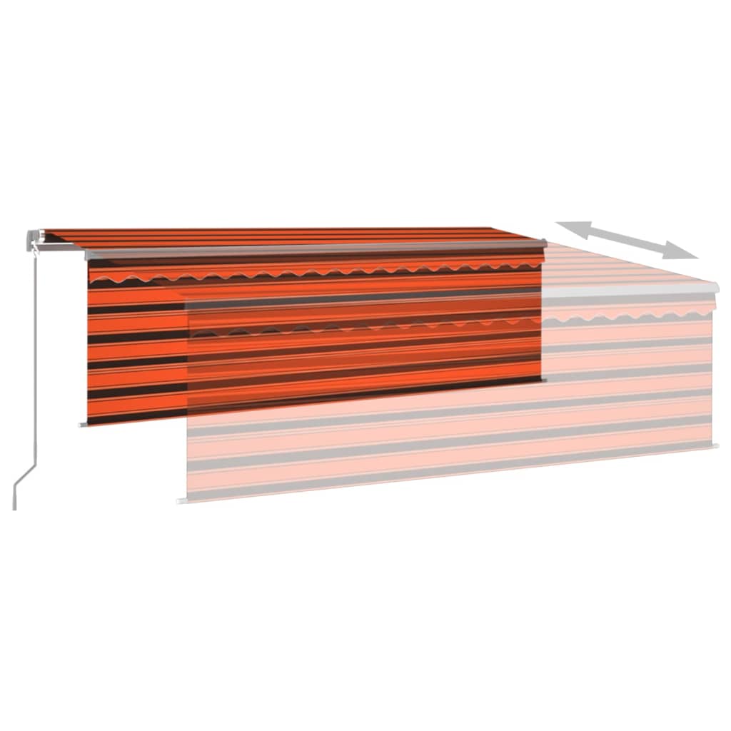 Markise Manuell Einziehbar mit Rollo 4x3 m Orange & Braun