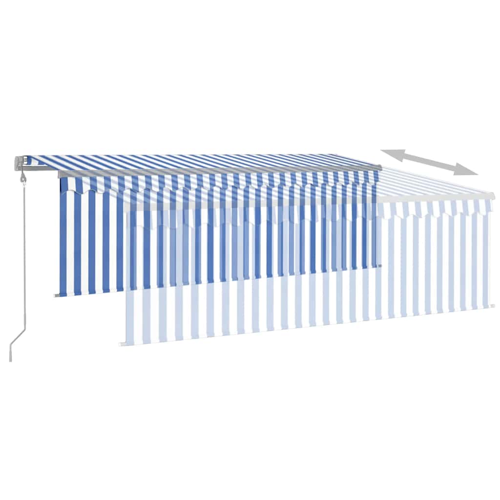 Markise Automatisch mit Rollo LED Windsensor 4x3m Blau Weiß