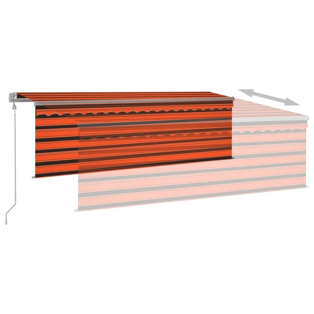 Markise Automatisch mit Rollo LED Windsensor 4x3 m Orange Braun