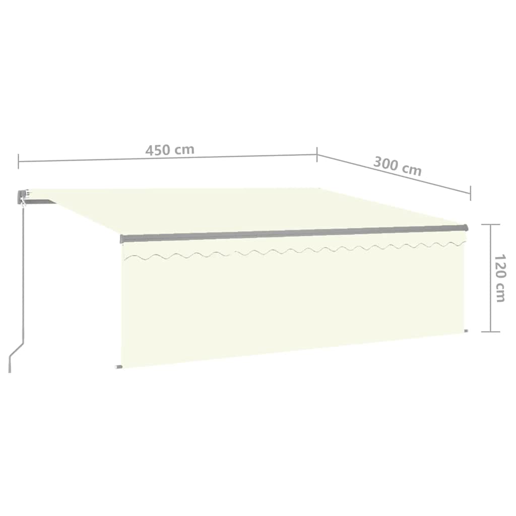 Markise Manuell Einziehbar mit Rollo & LED 4,5x3 m Creme