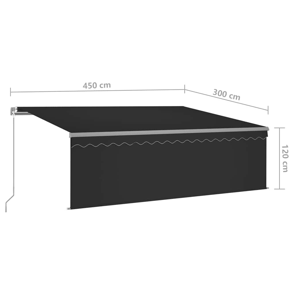 Markise Manuell Einziehbar mit Rollo & LED 4,5x3 m Anthrazit