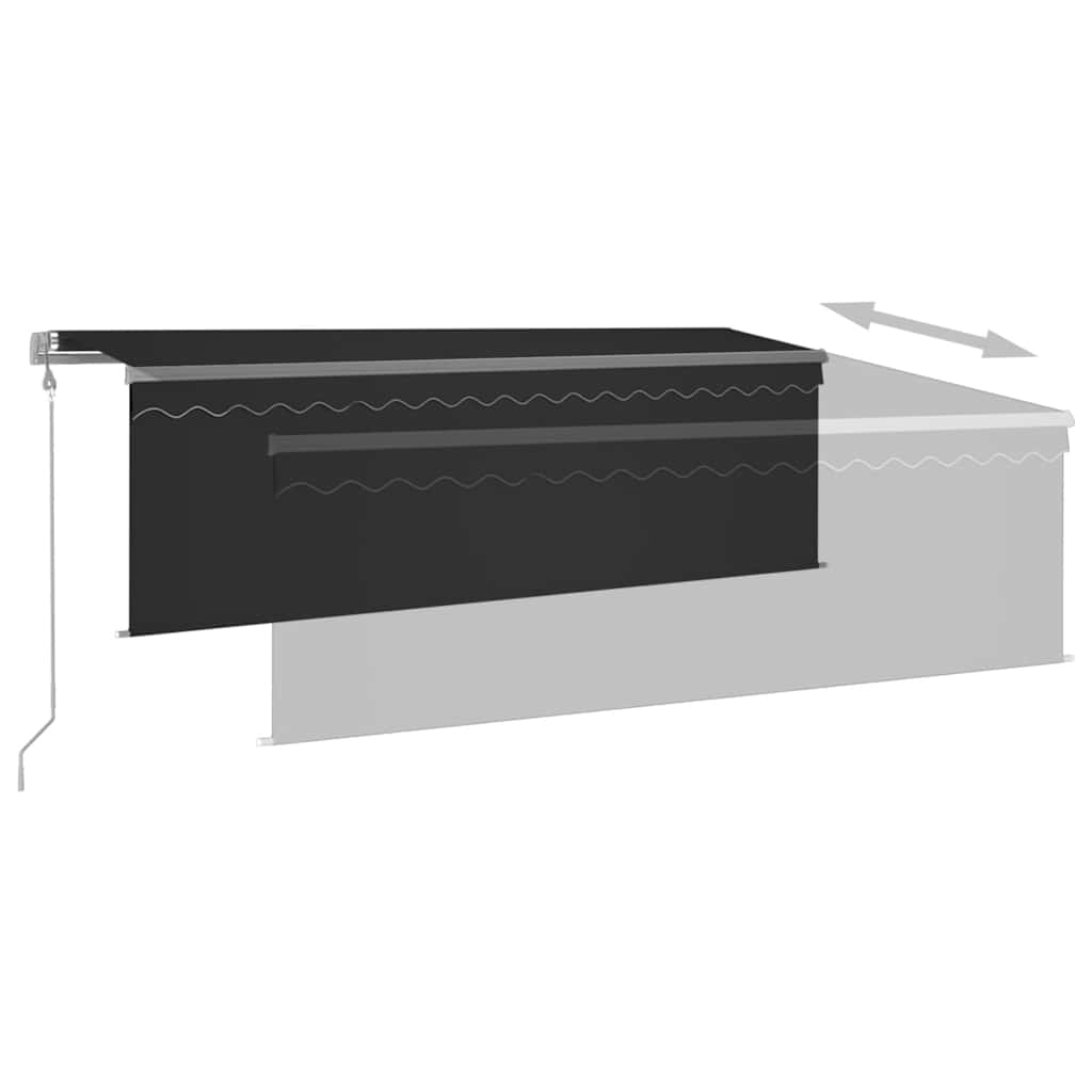 Markise Automatisch Einziehbar mit Volant 4,5x3 m Anthrazit