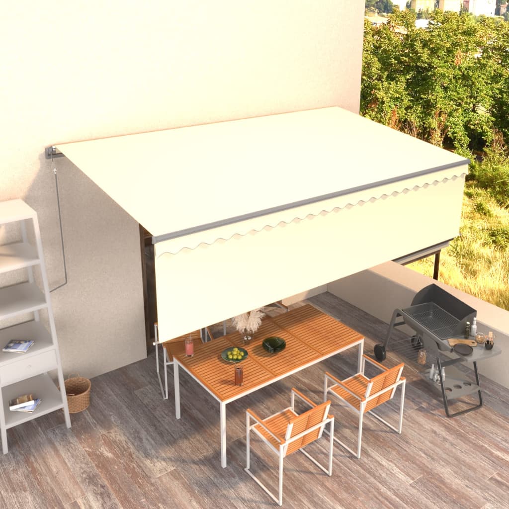 Markise Automatisch Einziehbar mit Volant 5x3 m Creme