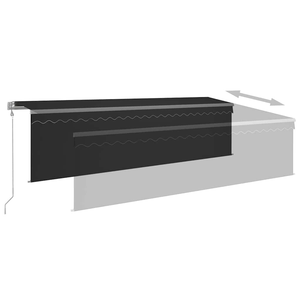 Markise Automatisch Einziehbar mit Volant 5x3 m Anthrazit