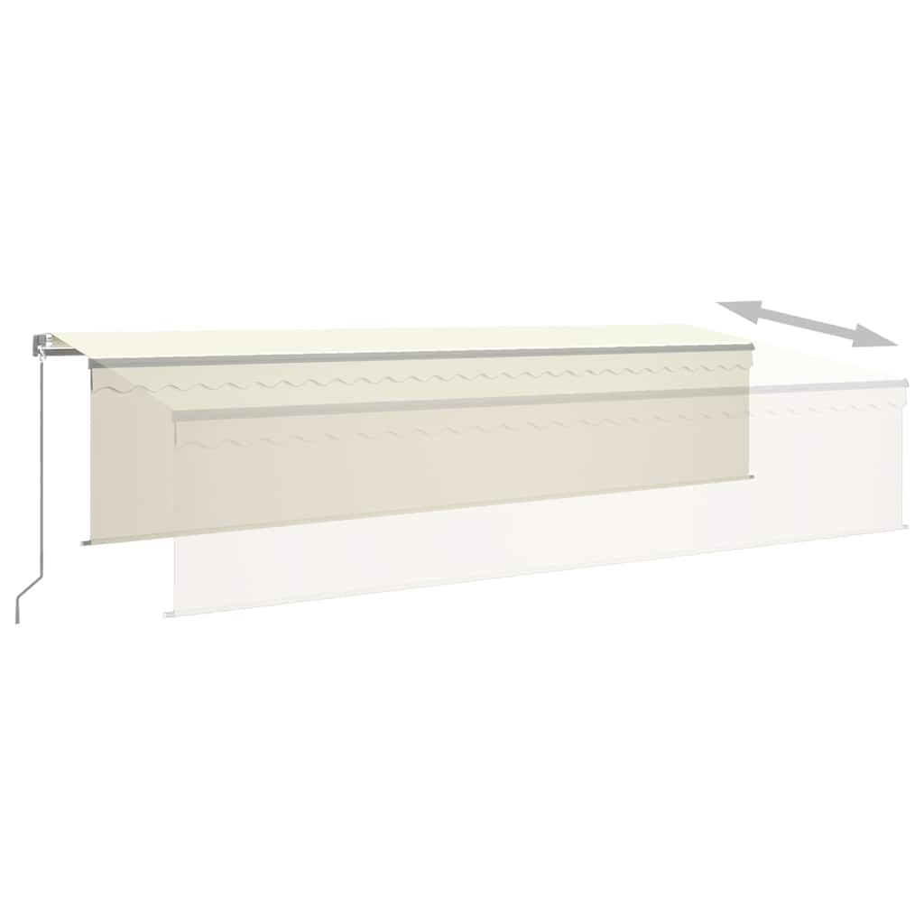 Markise Manuell Einziehbar mit Rollo 6x3 m Creme