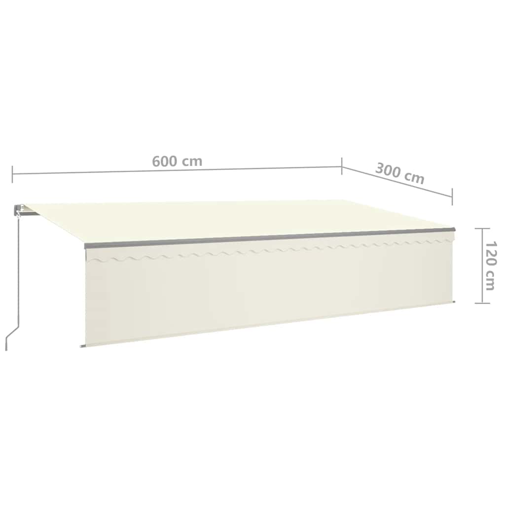 Markise Manuell Einziehbar mit Rollo 6x3 m Creme