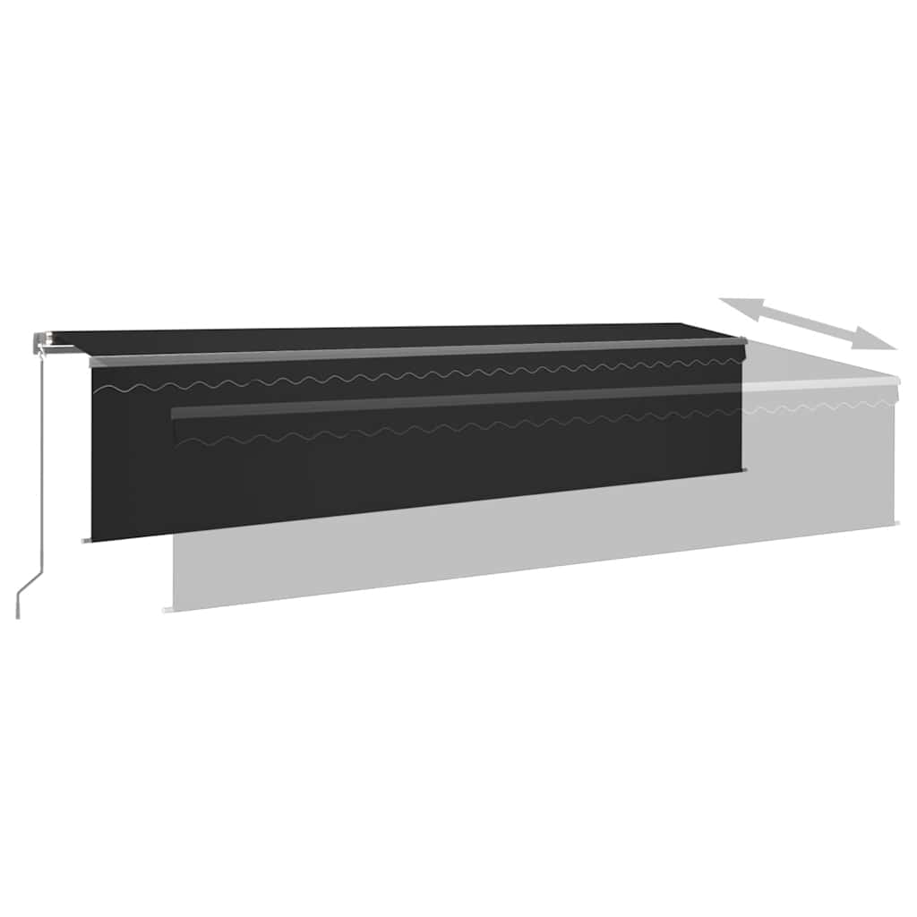 Markise Manuell Einziehbar mit Rollo 6x3 m Anthrazit