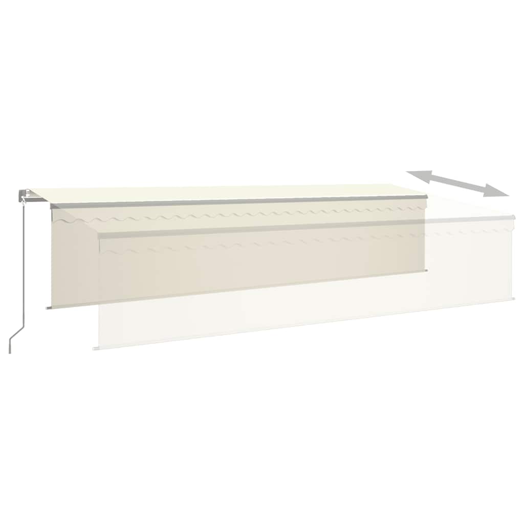 Markise Manuell Einziehbar mit Rollo & LED 6x3 m Creme