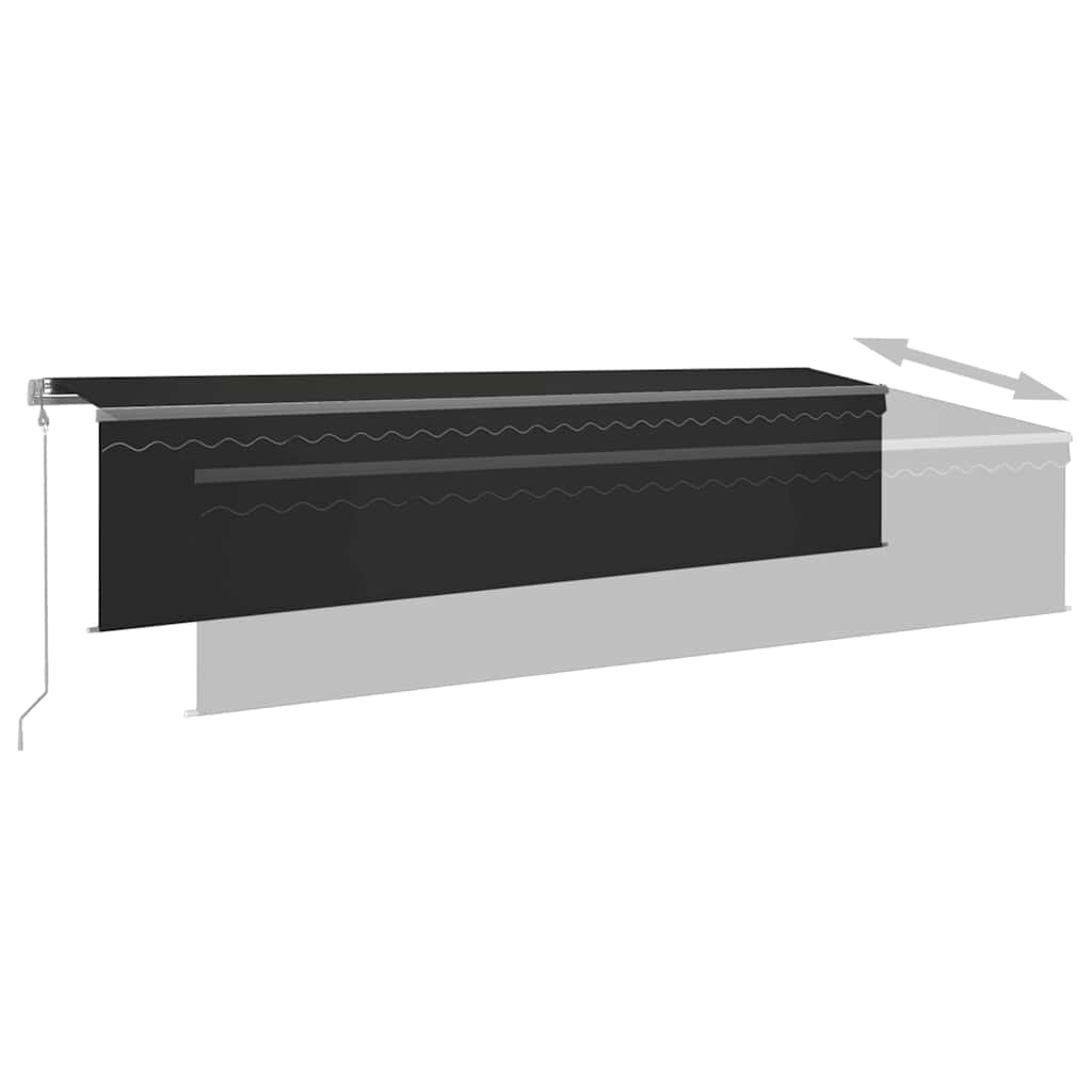 Markise Automatisch Einziehbar mit Volant 6x3 m Anthrazit