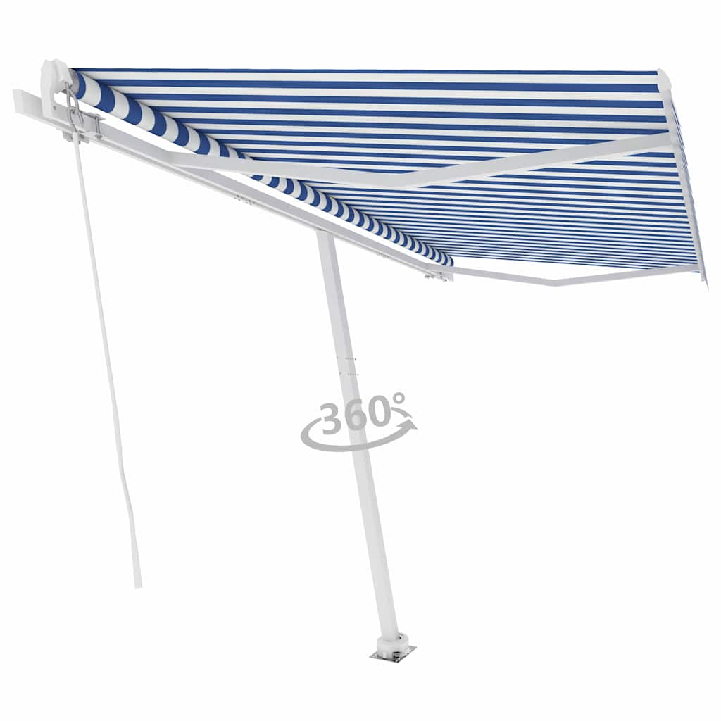 Standmarkise Manuell Einziehbar 400x350 cm Blau/Weiß