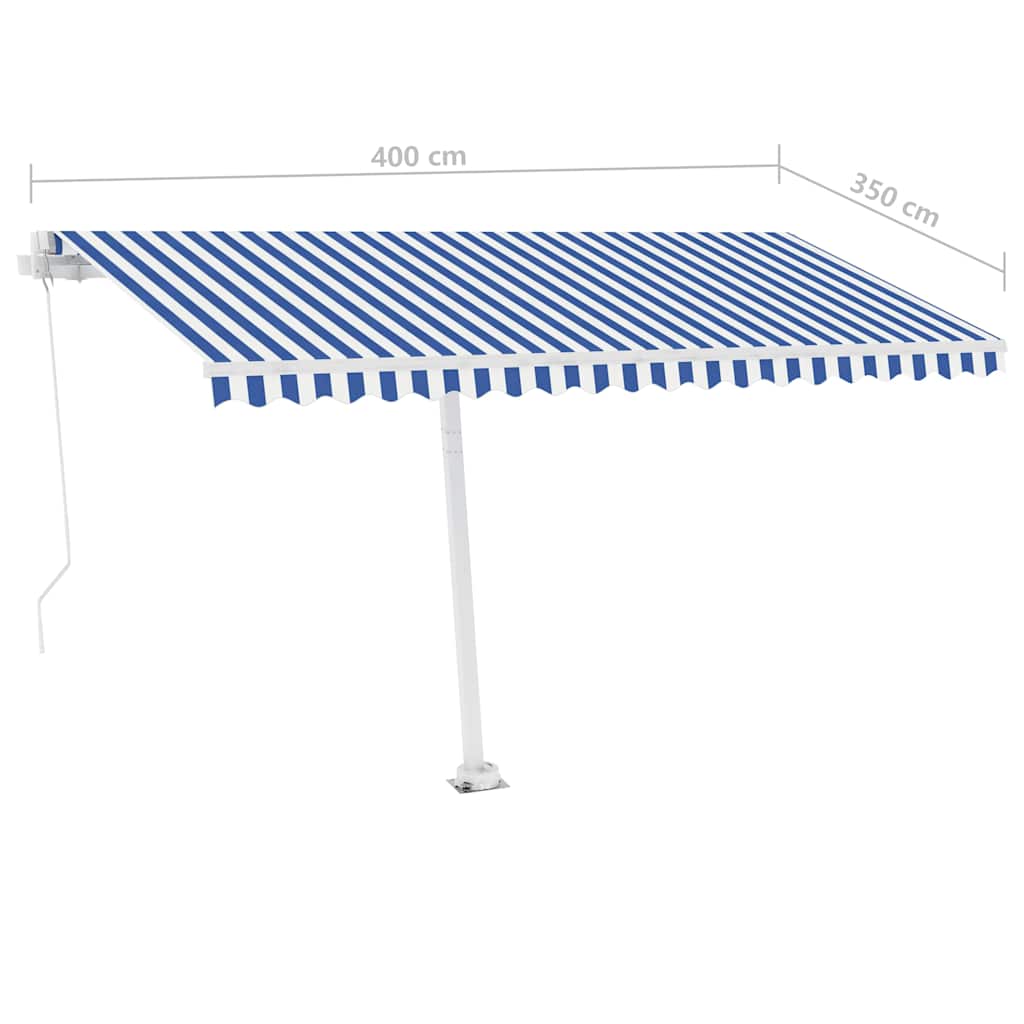Standmarkise Manuell Einziehbar 400x350 cm Blau/Weiß