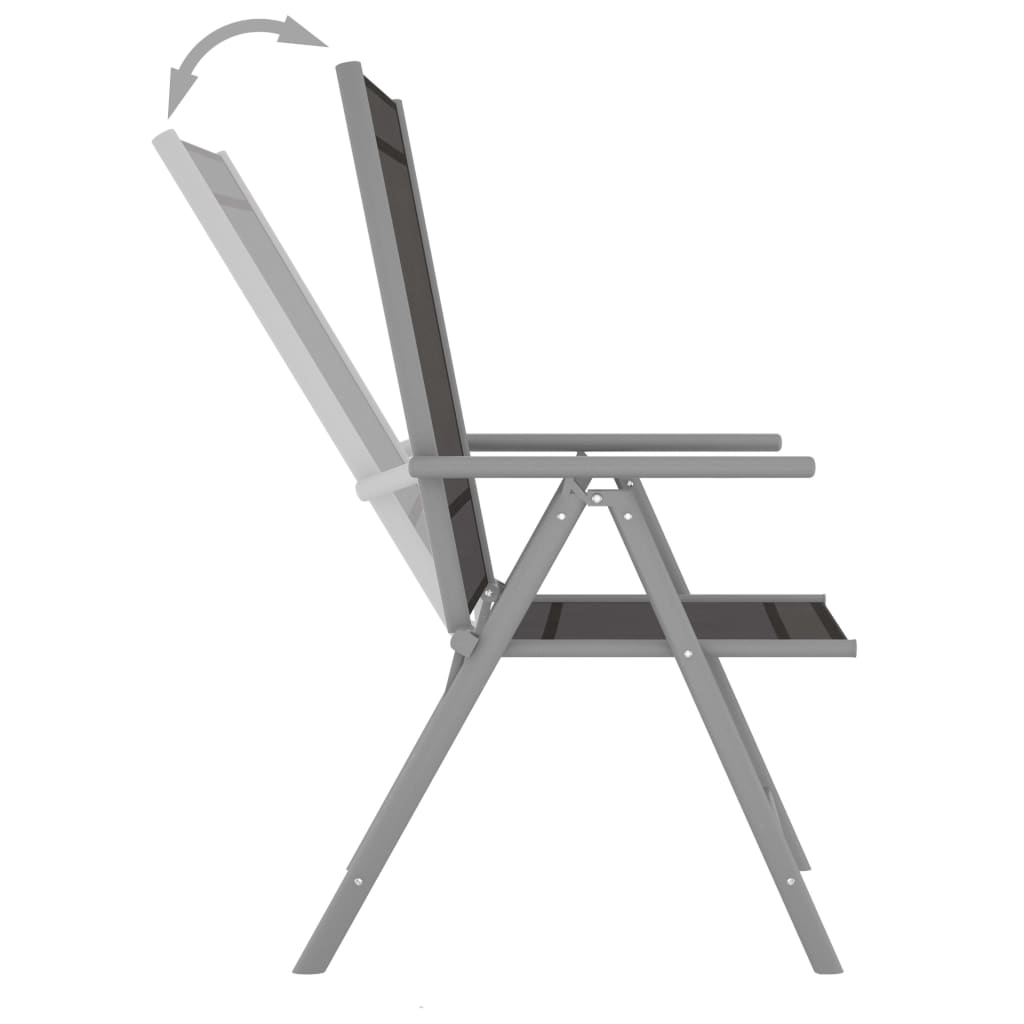 5-tlg. Garten-Essgruppe Aluminium Silbern und Schwarz