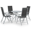 5-tlg. Garten-Essgruppe Aluminium und Textilene Silbern