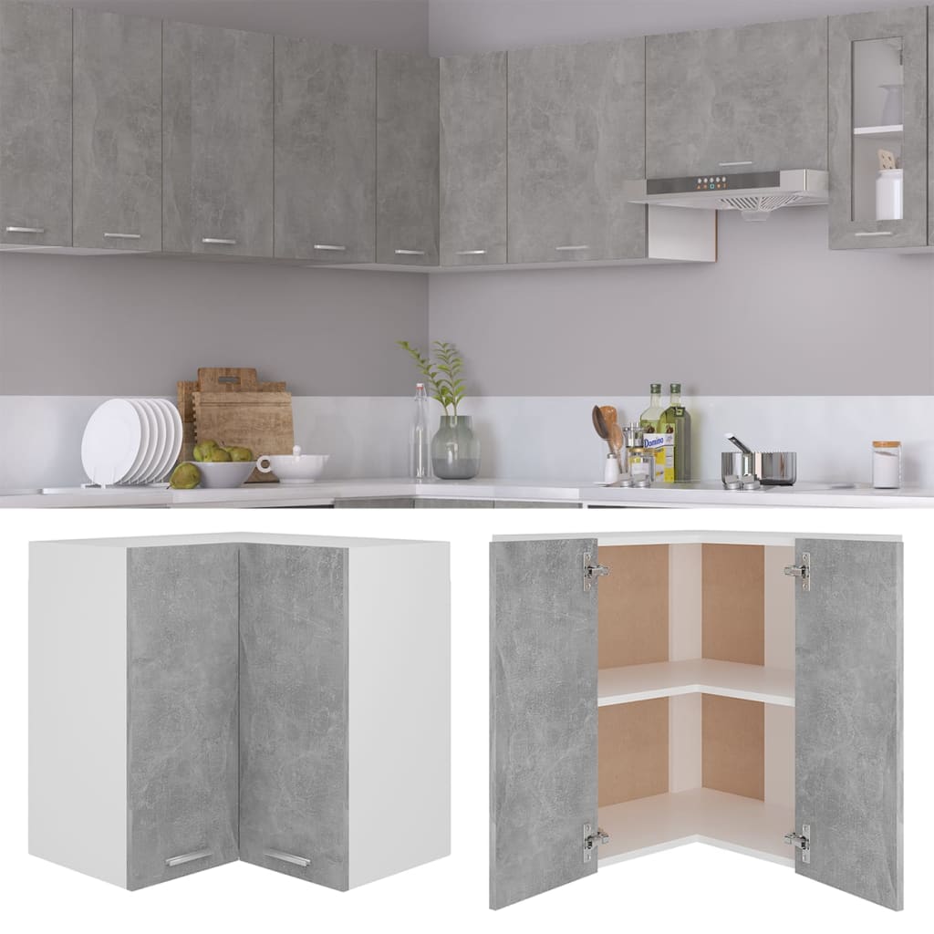 Eckhängeschrank Lyon Betongrau 57x57x60 cm Holzwerkstoff