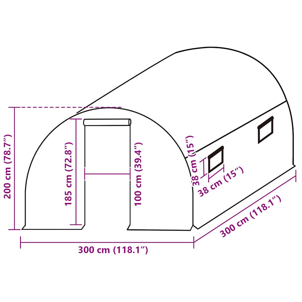 Ersatzabdeckung für Gewächshaus (9 m²) 3x3x2 m Transparent