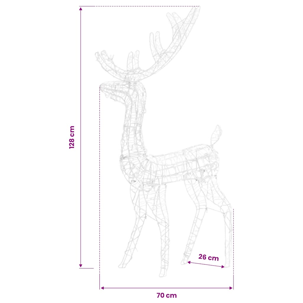 LED-Rentier Acryl Weihnachtsdekoration 140 LEDs 120 cm Blau
