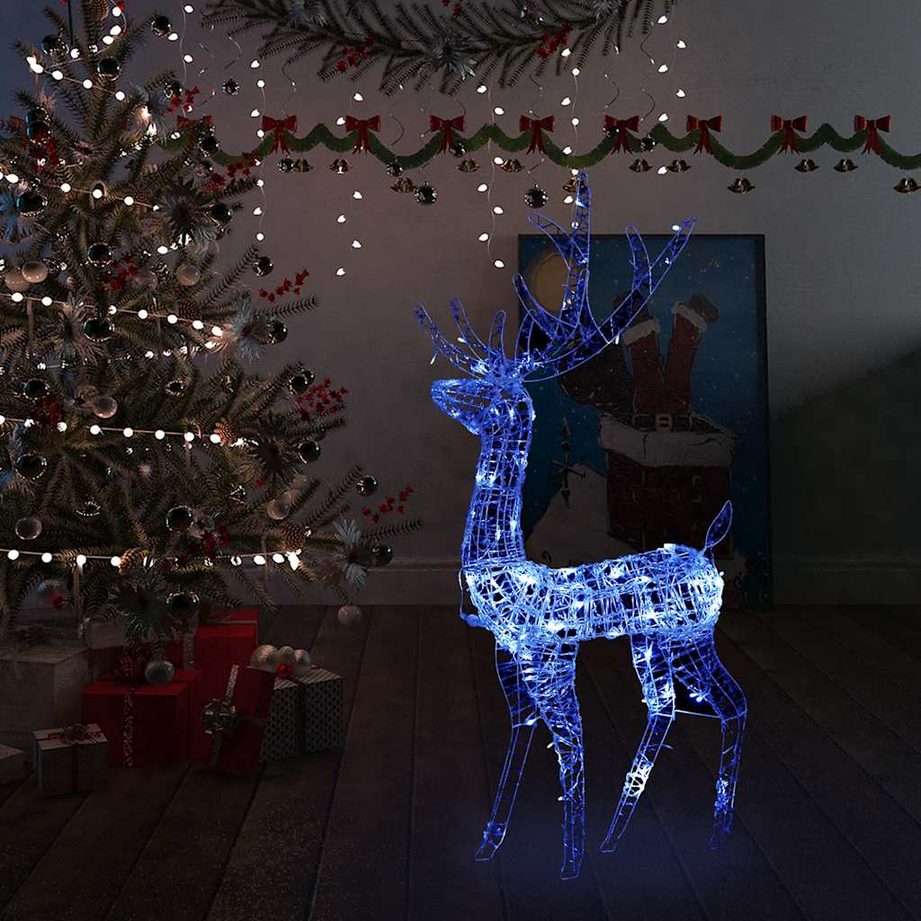LED-Rentier Acryl Weihnachtsdekoration 140 LEDs 120 cm Blau