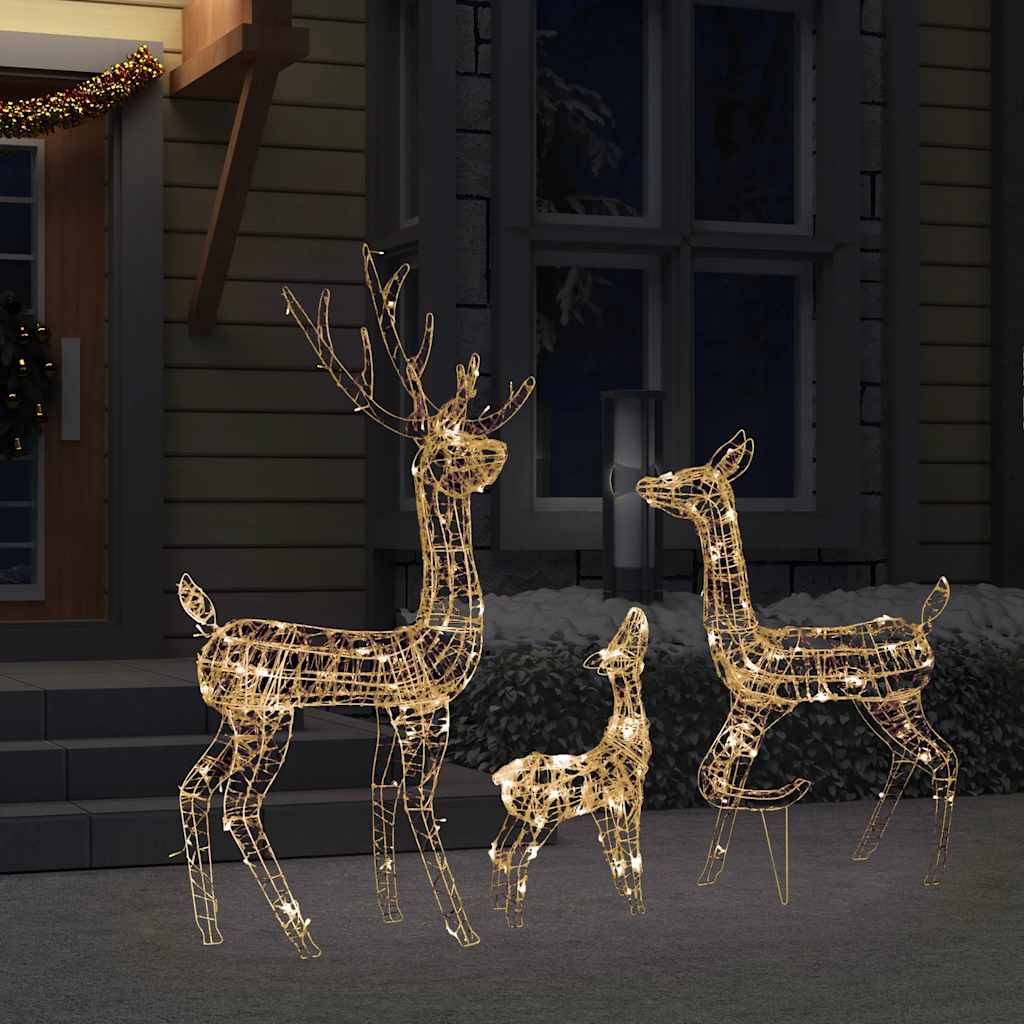 LED-Rentier-Familie Weihnachtsdeko Acryl 300 LED Warmweiß