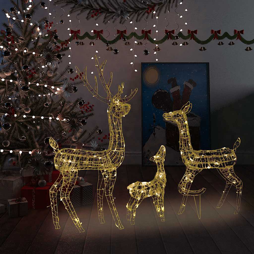 LED-Rentier-Familie Weihnachtsdeko Acryl 300 LED Warmweiß
