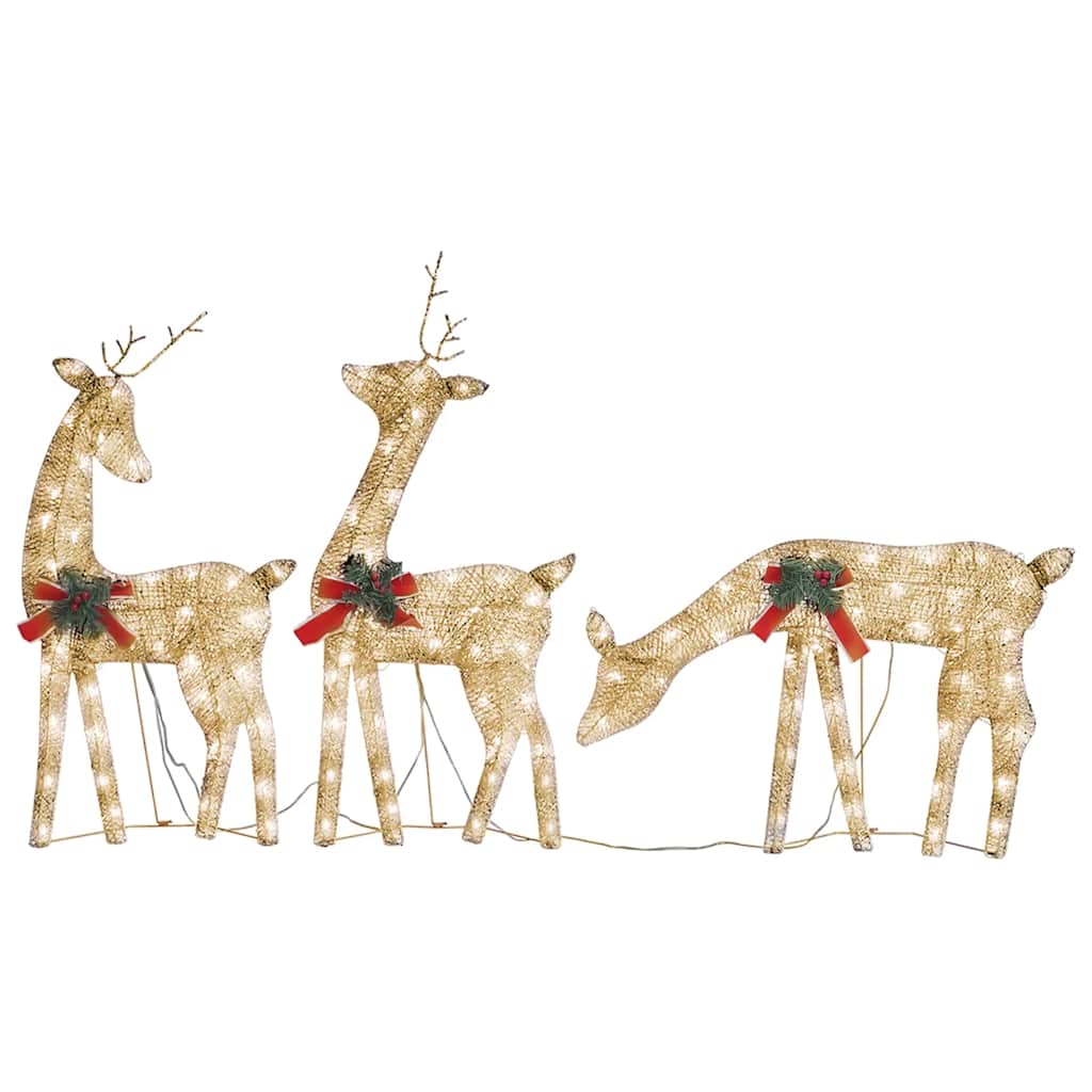 Weihnachtsdeko LED Rentiere 270x7x90 cm Golden Warmweiß