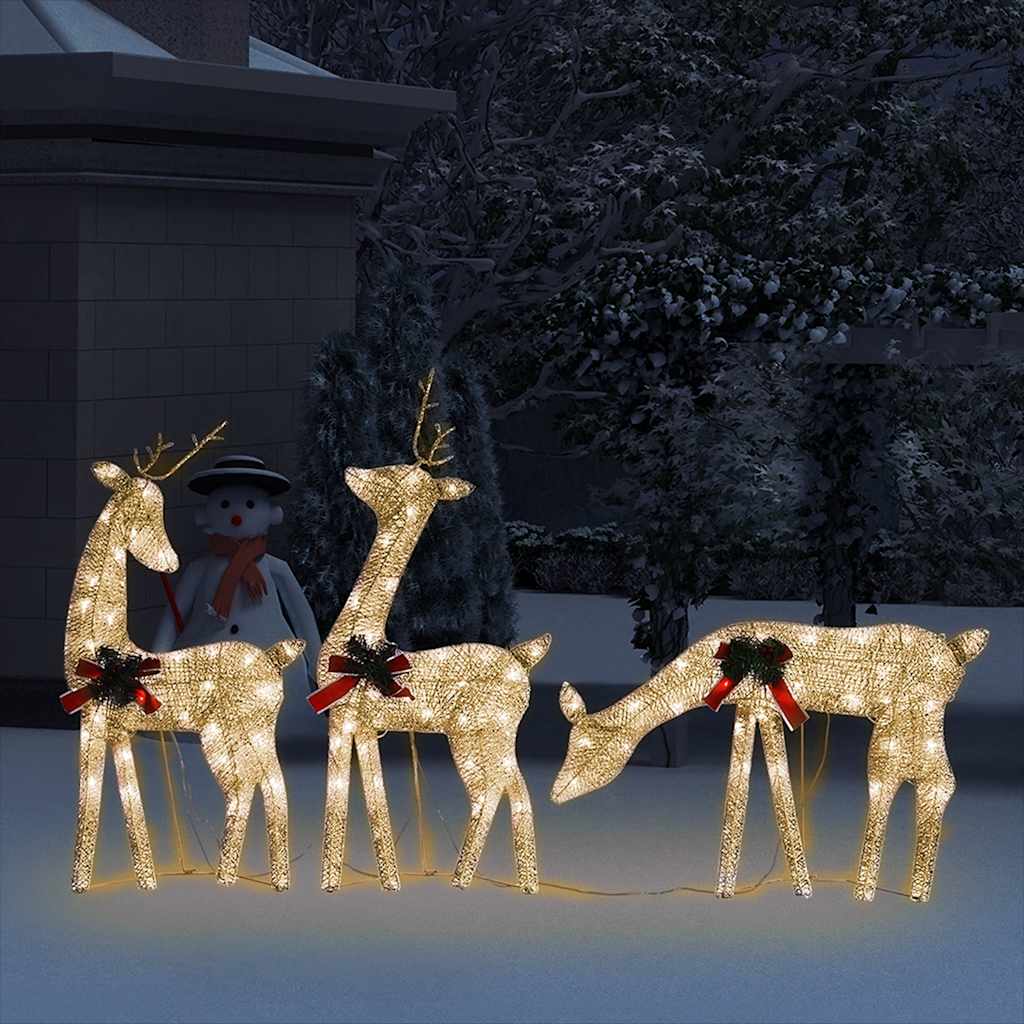 Weihnachtsdeko LED Rentiere 270x7x90 cm Golden Warmweiß