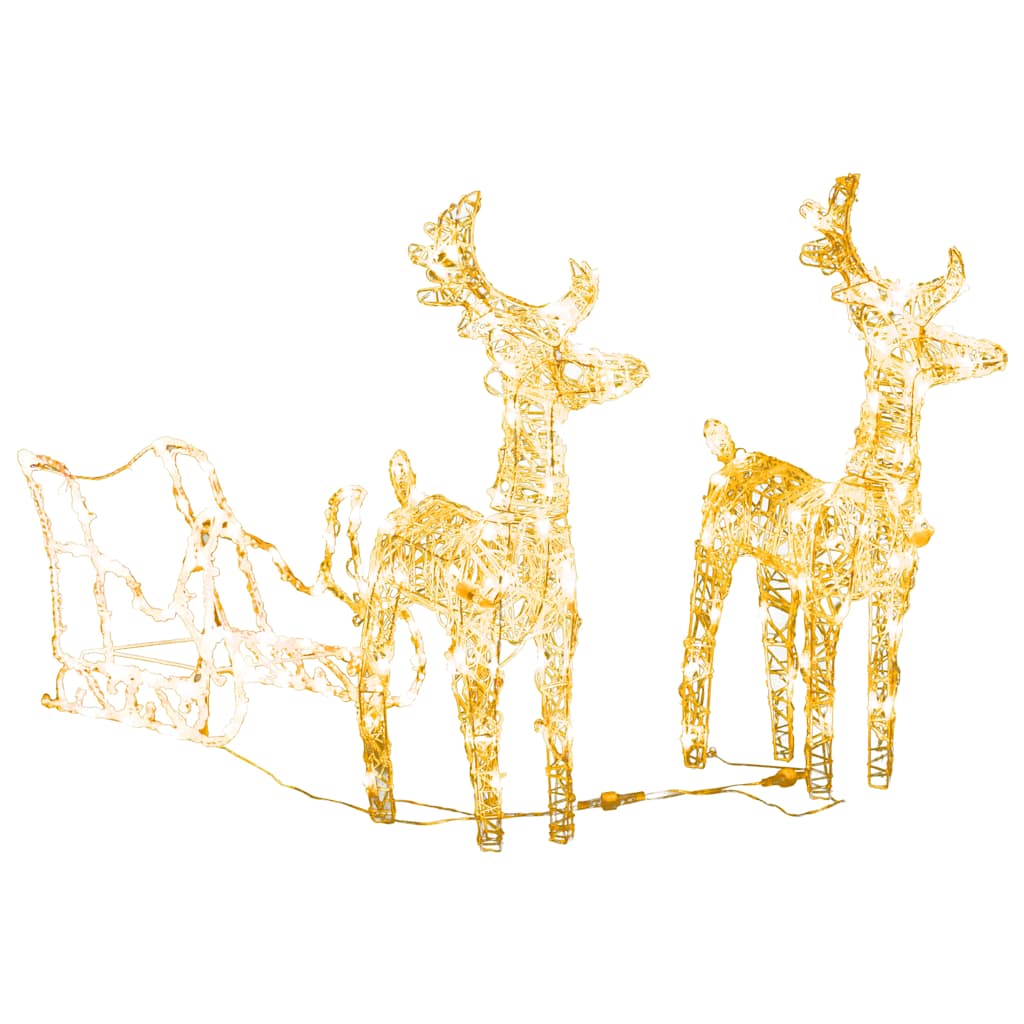 Rentiere & Schlitten Weihnachtsdekoration 160 LEDs 130 cm Acryl