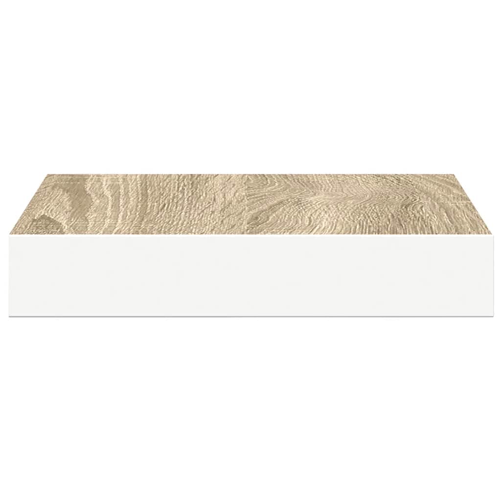 Schweberegale 2 Stk. Eichen-Optik und Weiß 23x23,5x3,8 cm MDF