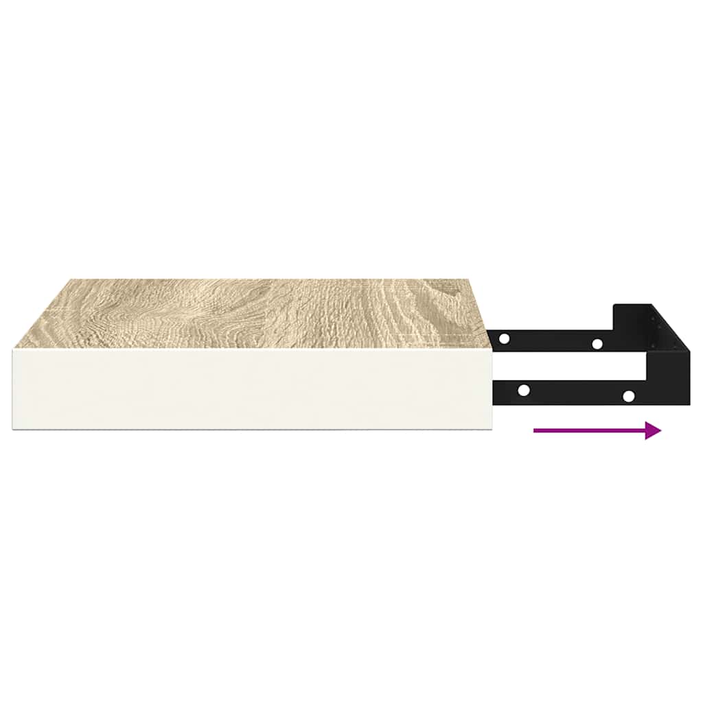 Schweberegale 2 Stk. Eichen-Optik und Weiß 23x23,5x3,8 cm MDF