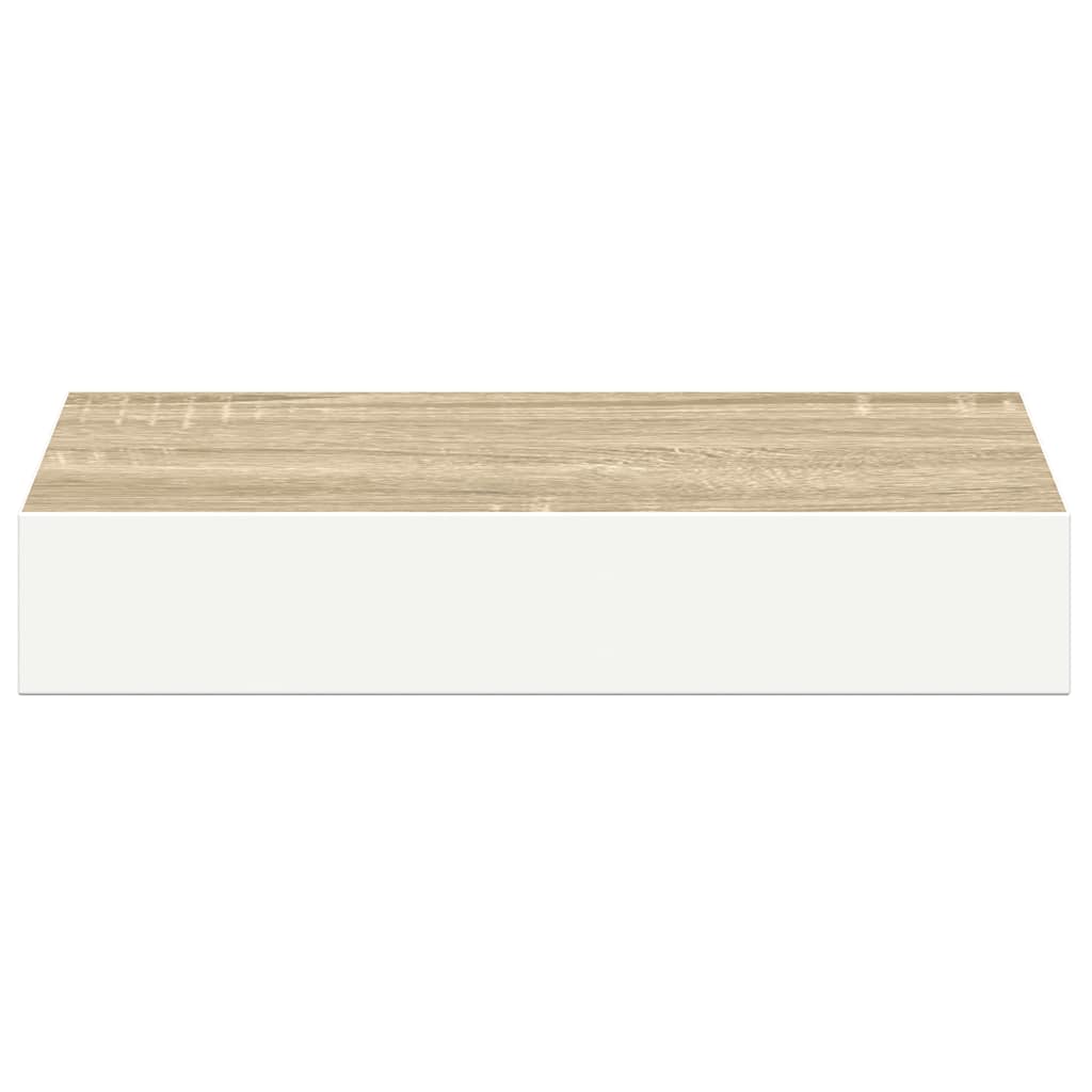 Schweberegale 4 Stk. Eichen-Optik und Weiß 23x23,5x3,8 cm MDF