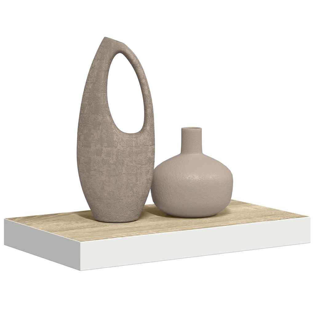 Schweberegal Eichenoptik und Weiß 40x23x3,8 cm MDF