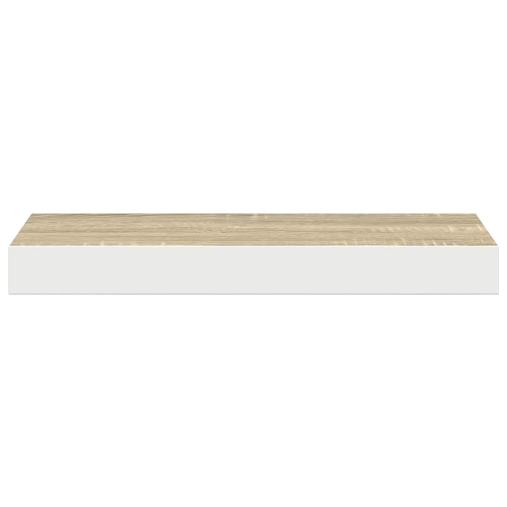 Schweberegale 4 Stk. Eichen-Optik und Weiß 50x23x3,8 cm MDF