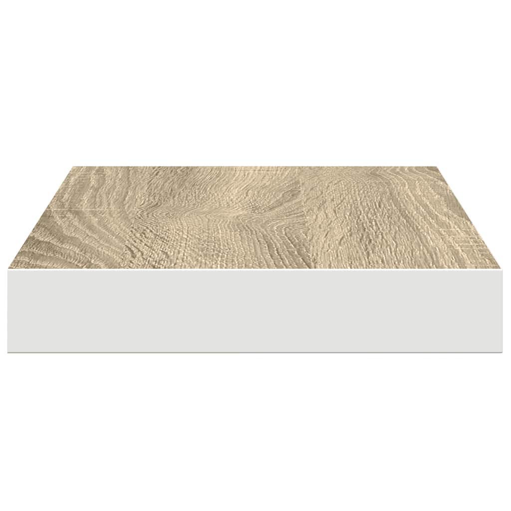 Schweberegale 4 Stk. Eichen-Optik und Weiß 50x23x3,8 cm MDF