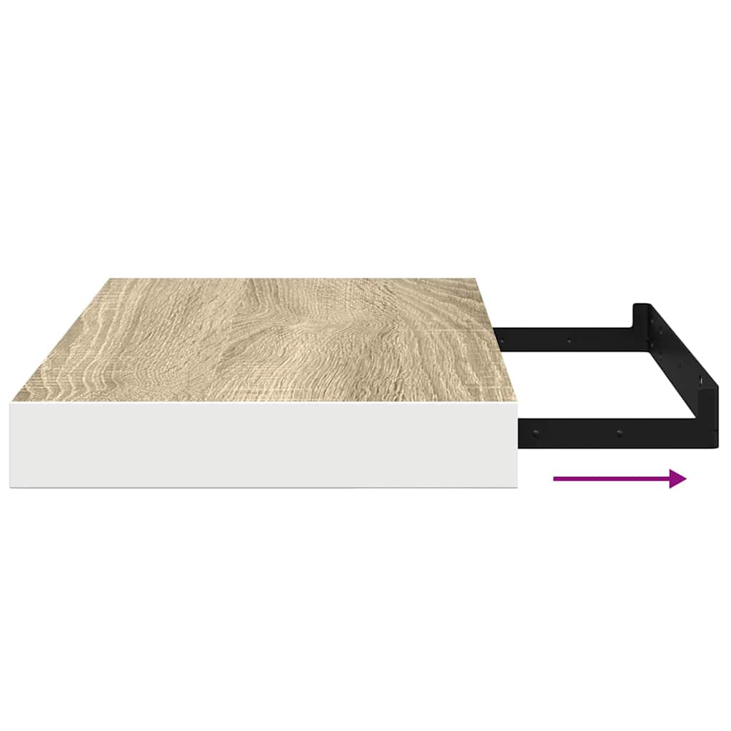 Schweberegale 4 Stk. Eichen-Optik und Weiß 50x23x3,8 cm MDF