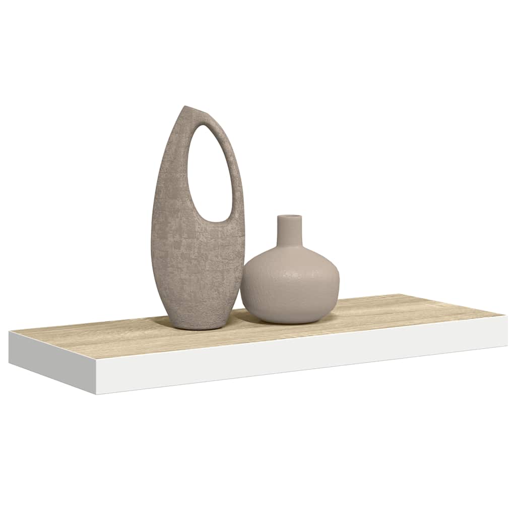 Schweberegal Eichen-Optik und Weiß 60x23,5x3,8 cm MDF