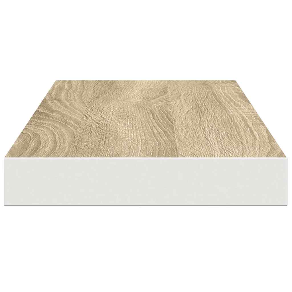 Schweberegal Eichen-Optik und Weiß 60x23,5x3,8 cm MDF