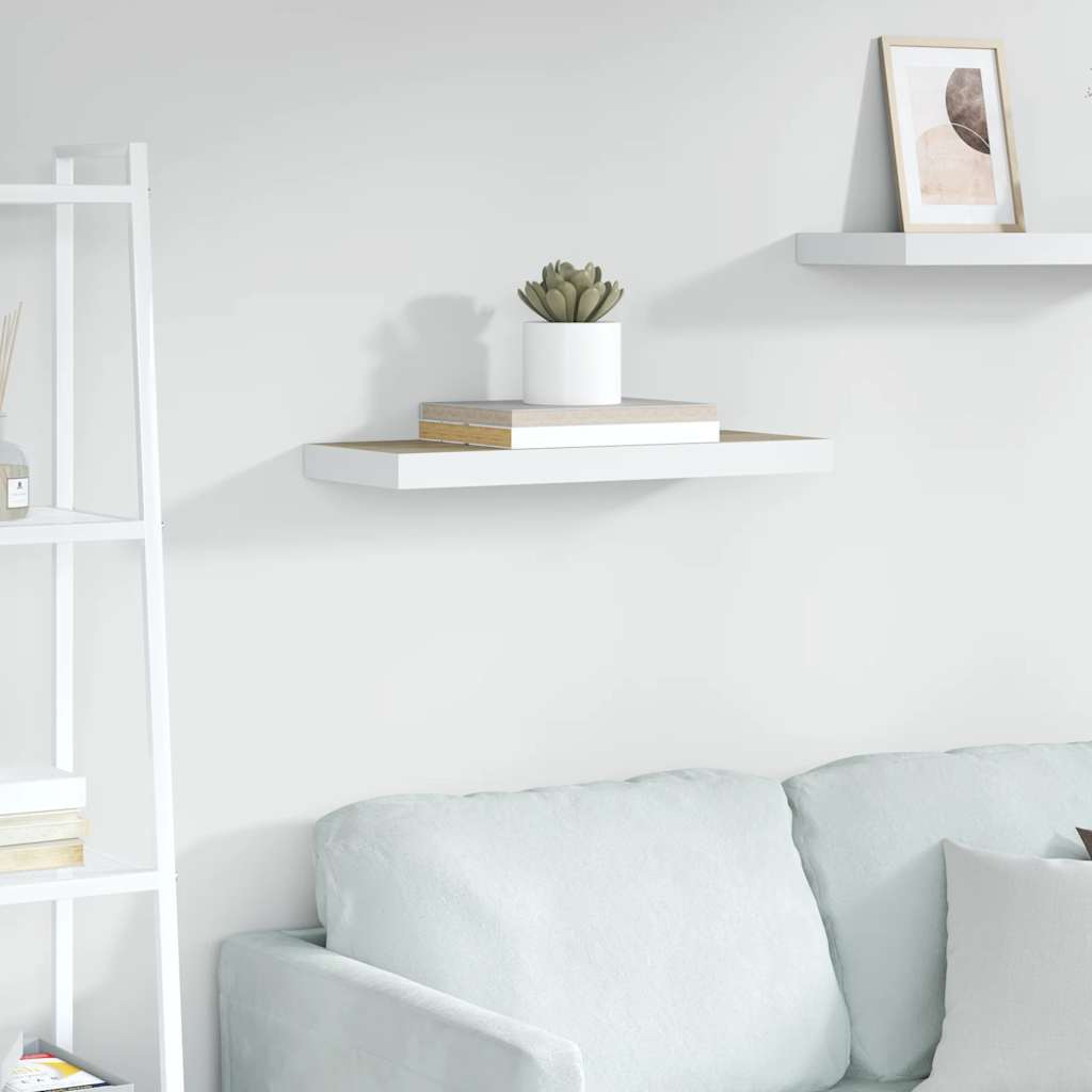 Schweberegal Eichen-Optik und Weiß 60x23,5x3,8 cm MDF
