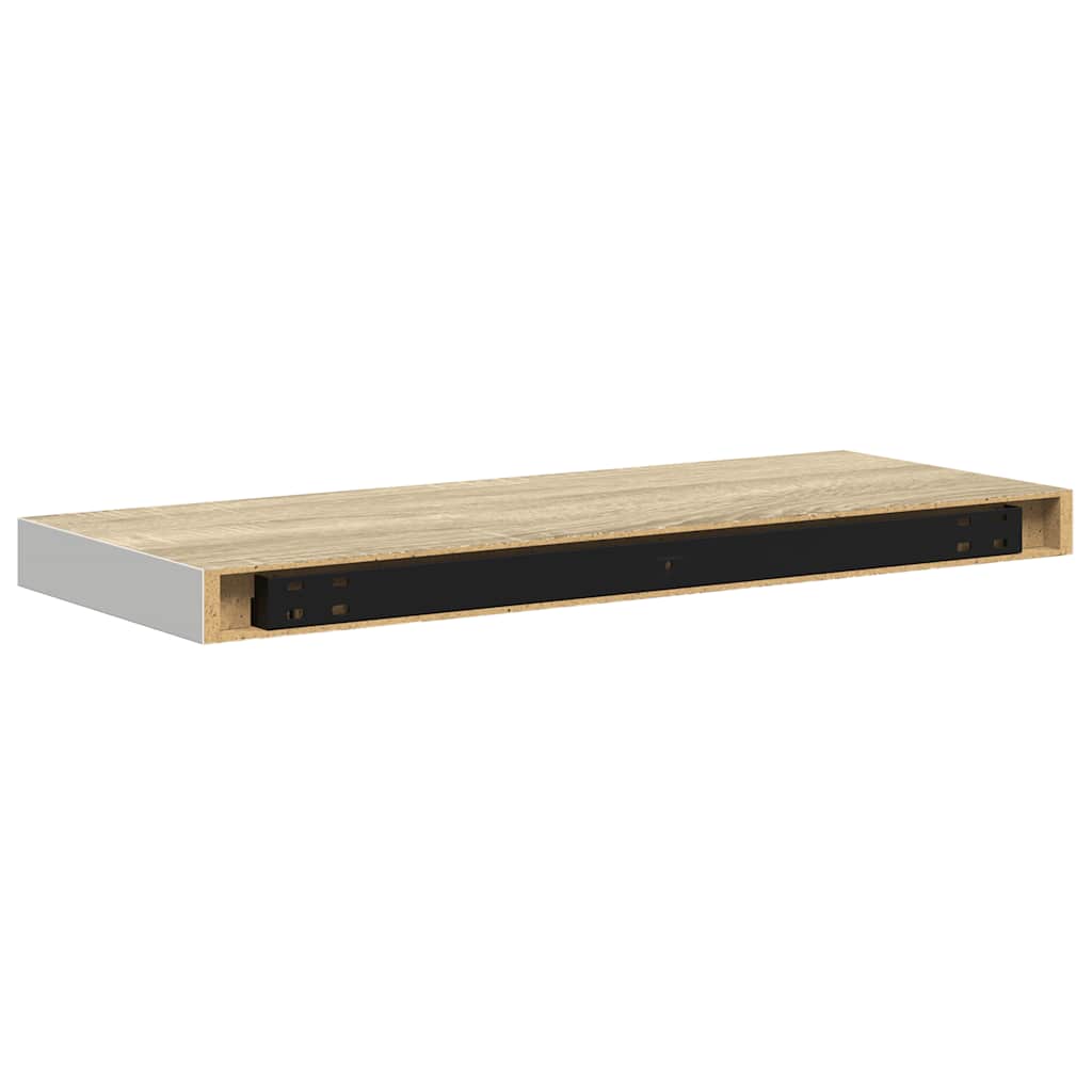 Schweberegale 4 Stk. Eichen-Optik und Weiß 60x23,5x3,8 cm MDF