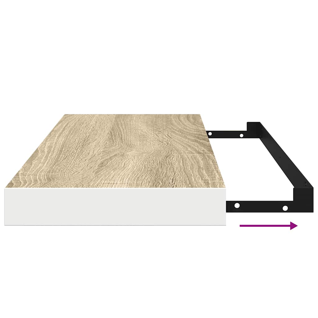 Schweberegale 4 Stk. Eichen-Optik und Weiß 60x23,5x3,8 cm MDF