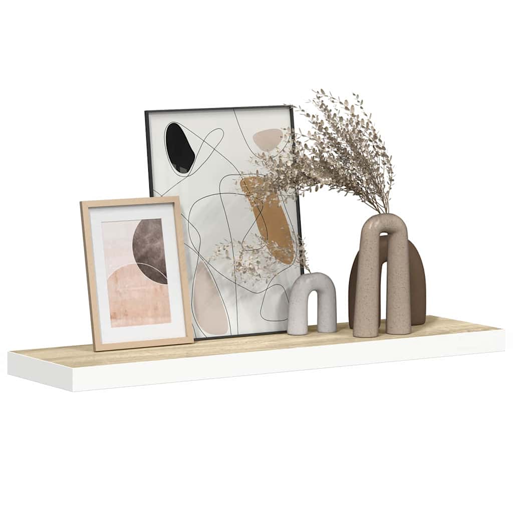 Schweberegal Eichen-Optik und Weiß 80x23,5x3,8 cm MDF