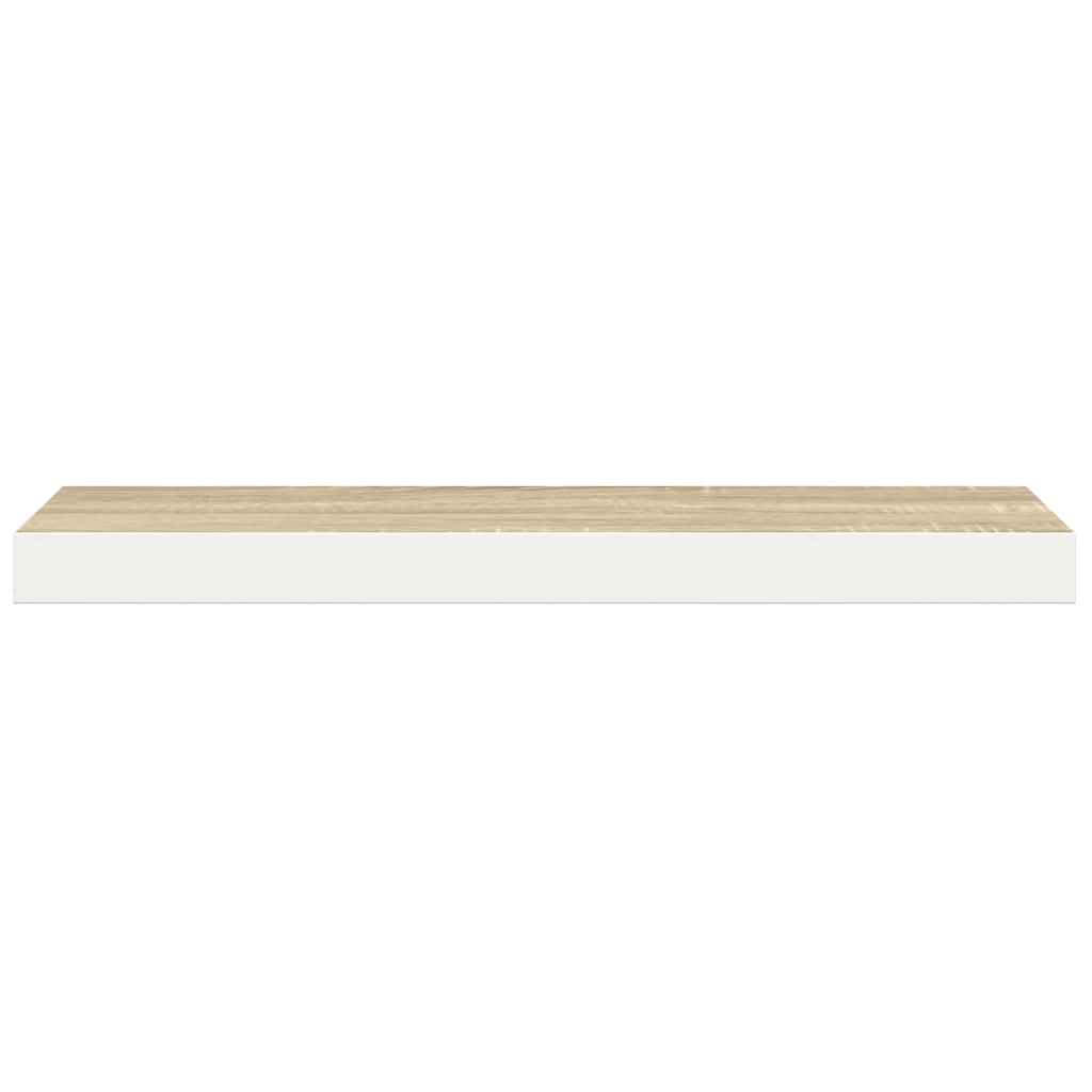Schweberegale 4 Stk. Eichen-Optik und Weiß 80x23,5x3,8 cm MDF