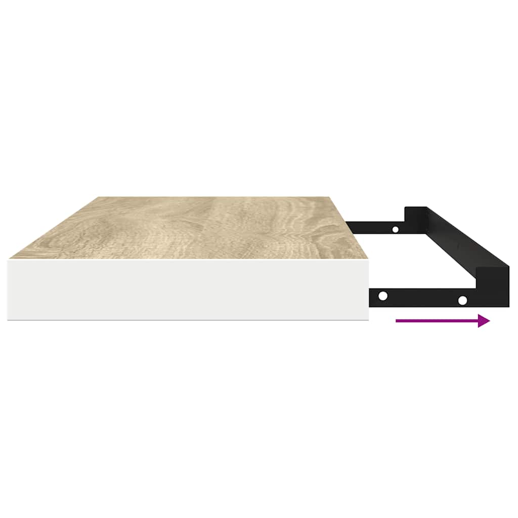 Schweberegale 4 Stk. Eichen-Optik und Weiß 80x23,5x3,8 cm MDF