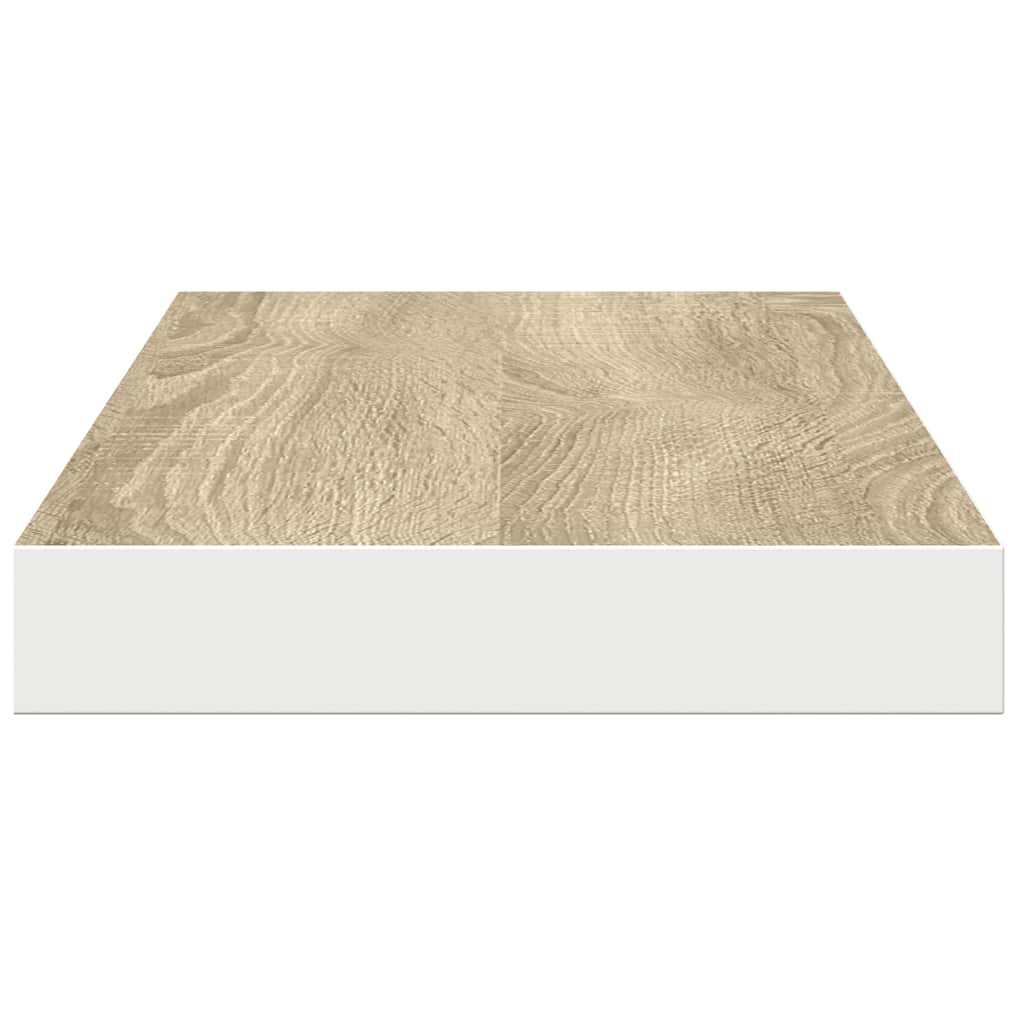 Schweberegale 2 Stk. Eiche und Weiß 90x23,5x3,8 cm MDF