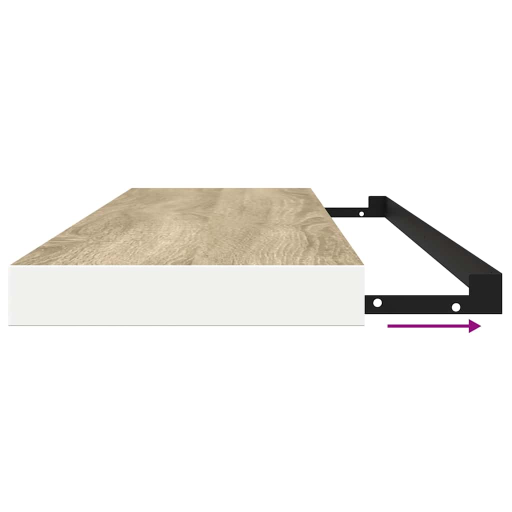 Schweberegal Eichen-Optik und Weiß 120x23,5x3,8 cm MDF
