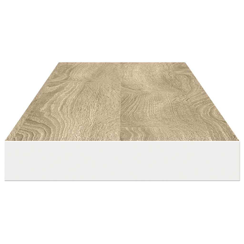 Schweberegale 2 Stk. Eichen-Optik und Weiß 120x23,5x3,8 cm MDF