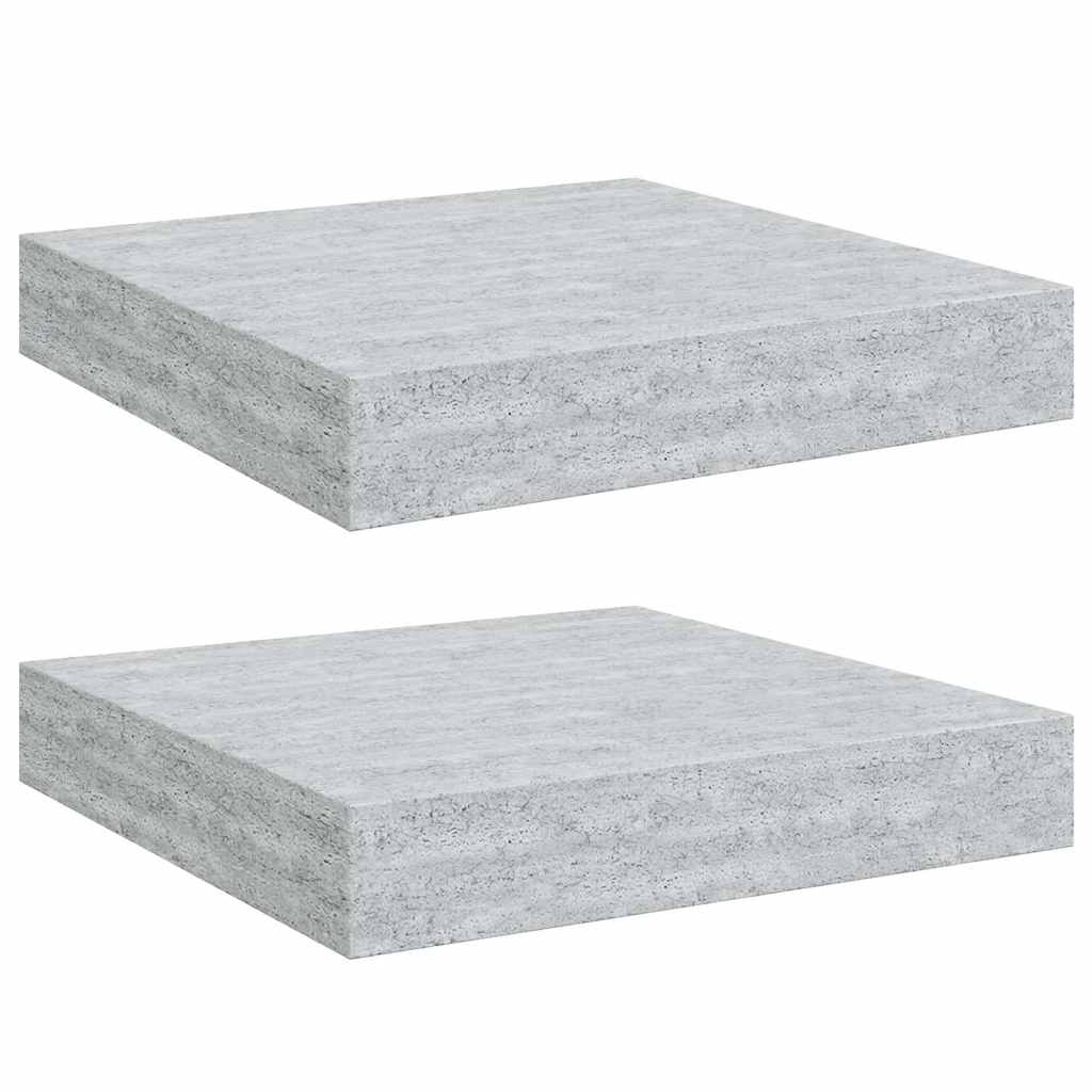 Schweberegale 2 Stk. Betongrau 23x23,5x3,8 cm MDF