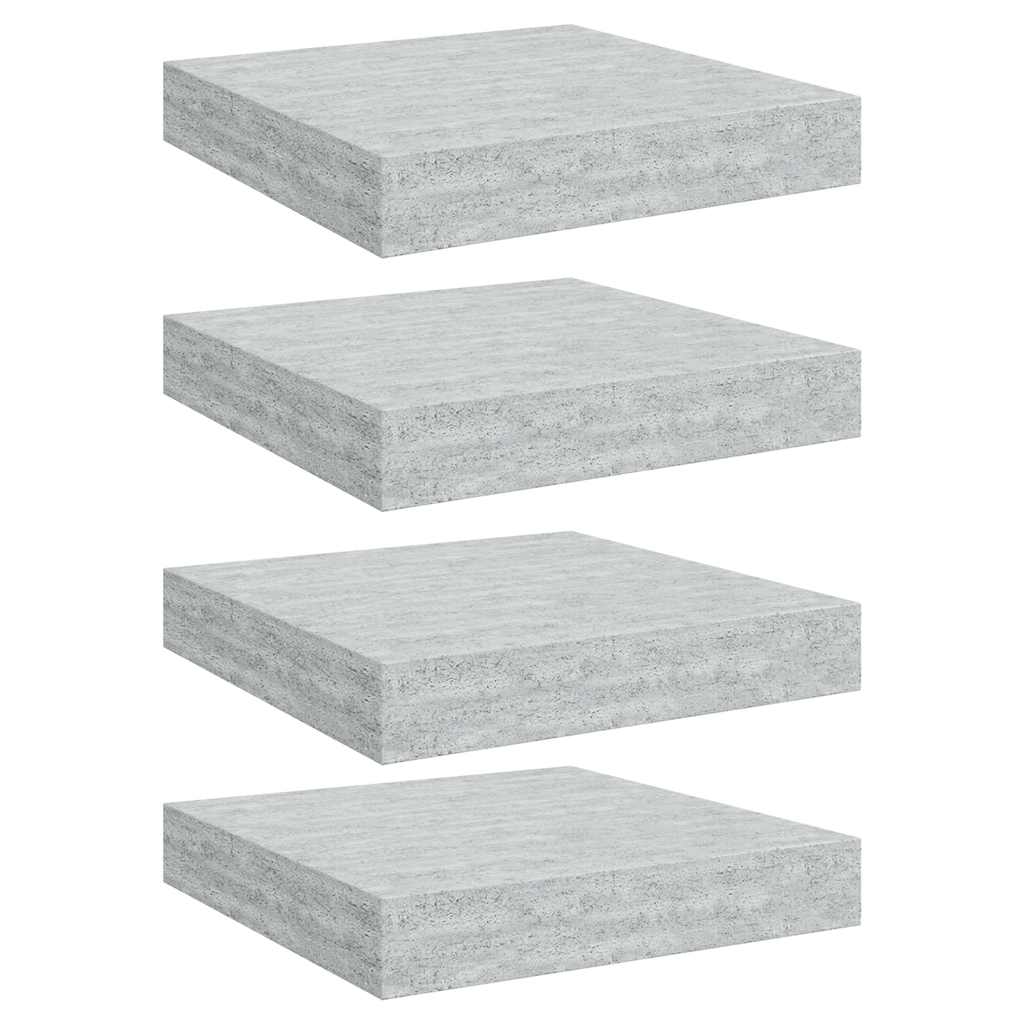 Schweberegale 4 Stk. Betongrau 23x23,5x3,8 cm MDF