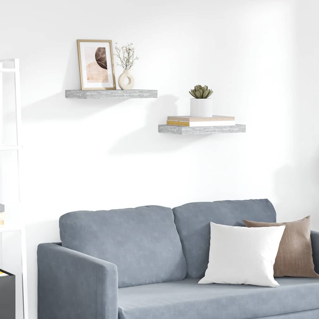 Schweberegale 2 Stk. Betongrau 40x23x3,8 cm MDF