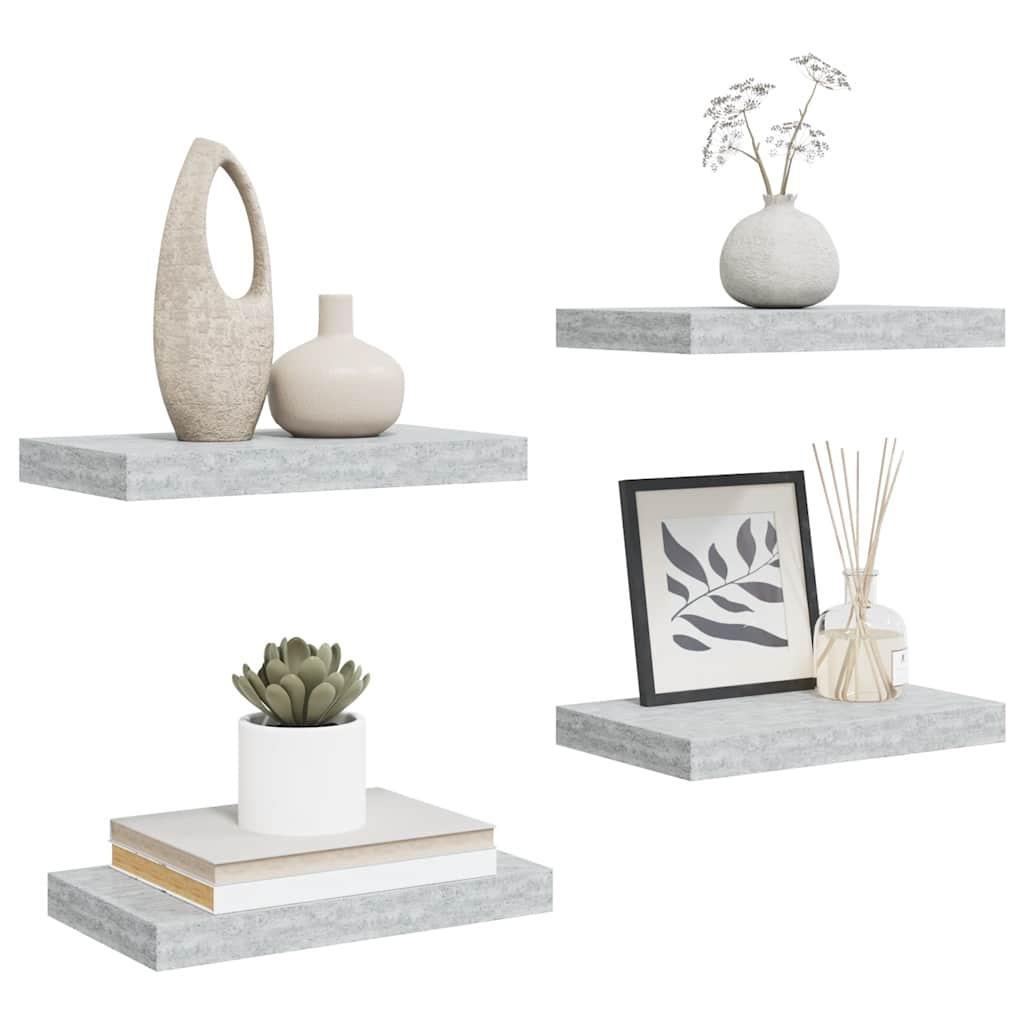 Schweberegale 4 Stk. Betongrau 40x23x3,8 cm MDF