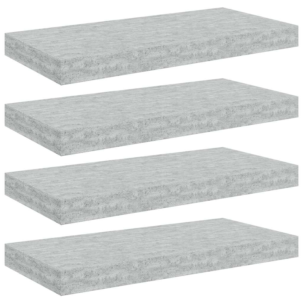 Schweberegale 4 Stk. Betongrau 50x23x3,8 cm MDF